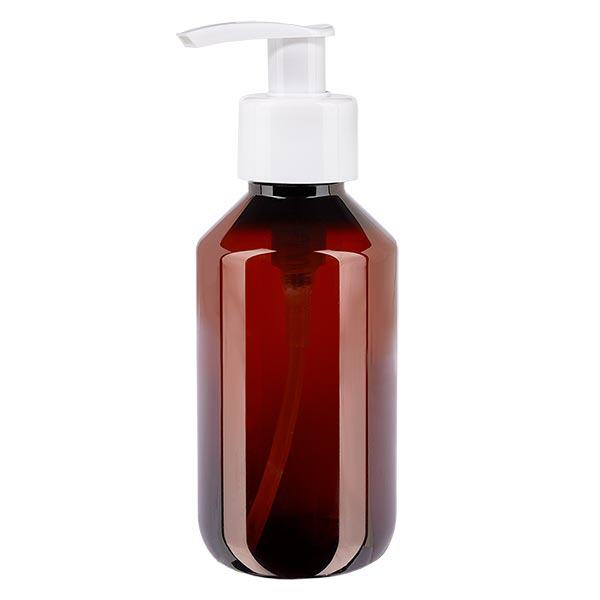 Bouteille PET 200ml avec pompe distributrice blanche Bouteille PET 200ml avec pompe distributrice blanche