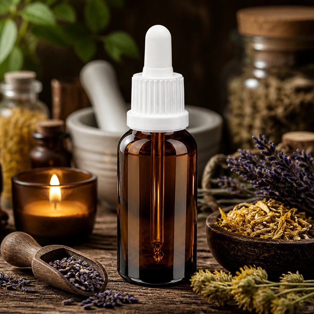 Flacon à pipette 20ml blanc OV BrownLine UT18/20 Flacon compte-gouttes de 20 ml en verre brun robuste - conservation de longue durée pour les substances sensibles à la lumière
