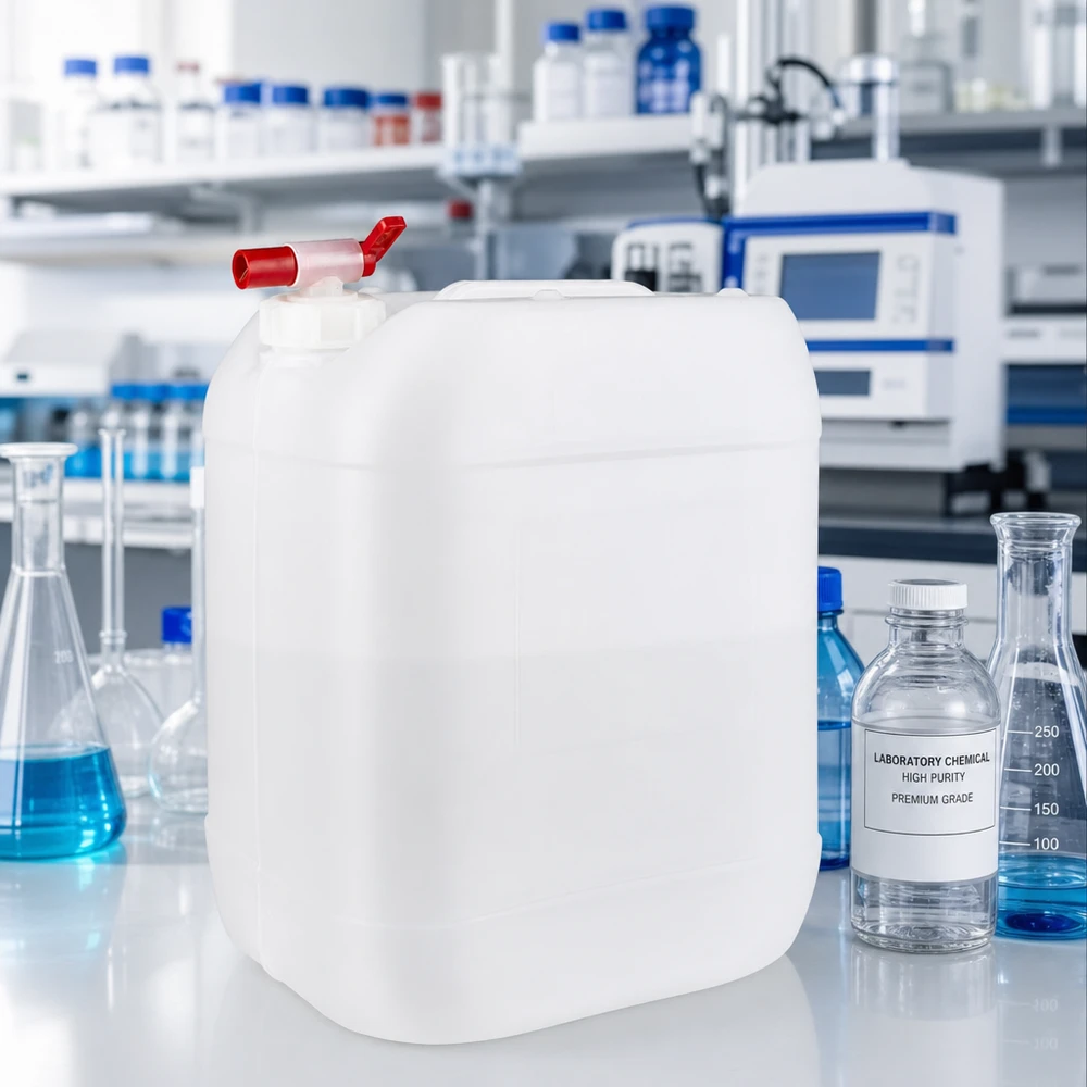 Bidon en plastique de 20 litres, adapté au contact alimentaire, équipé d'un robinet de vidange pratique pour les produits chimiques