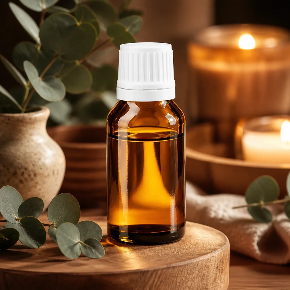 Flacon de pharmacie brun de 15 ml, muni d'un bouchon de sécurité enfant blanc et d'un compte-gouttes de 1,2 mm