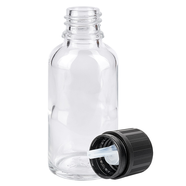 Flacon compte-gouttes 30ml 1mm noir OV ClearL. UT18/30