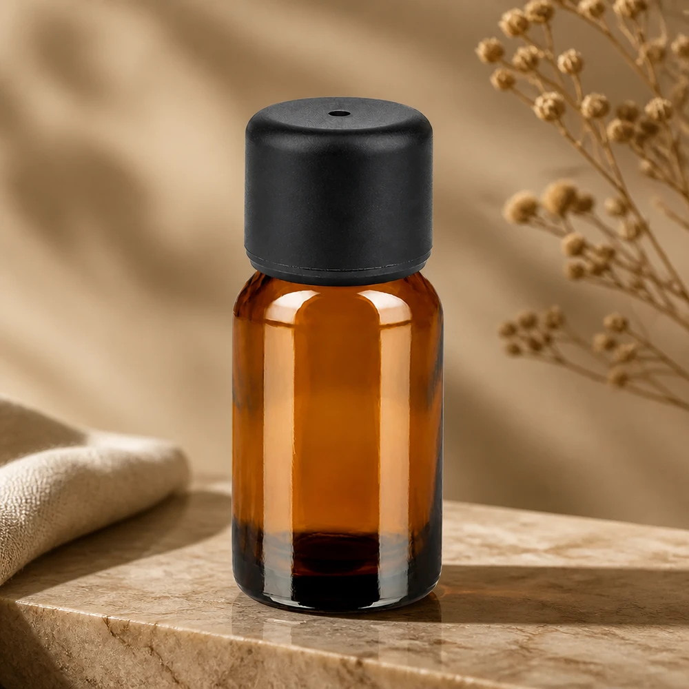 Flacon de 10ml 6mm SV noir STD BrownLine UT18/10 Flacon en verre brun de 10 ml avec bouchon à vis noir antigoutte pour un dosage précis