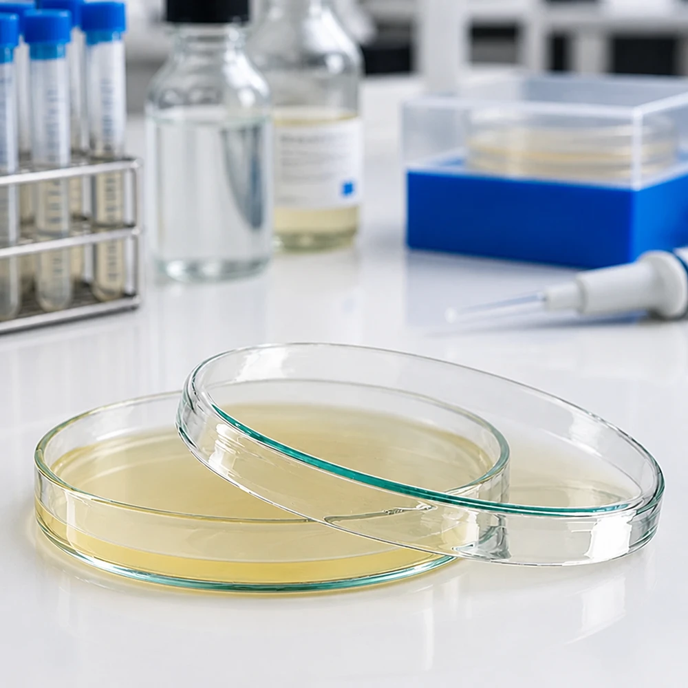 Boîte de Petri en verre 100x10 mm Boîtes de Pétri en verre de 100 mm avec milieu de culture à base d'agar-agar pour la culture cellulaire et la microbiologie