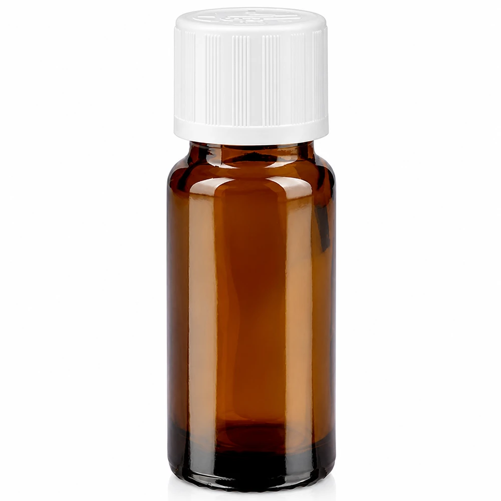 Flacon de pharmacie brun 10ml bouchon vissable blanc sécurité enfant Petit flacon compte-gouttes en verre brun de 10 ml avec bouchon KiSi blanc, destiné aux pharmacies et aux laboratoires