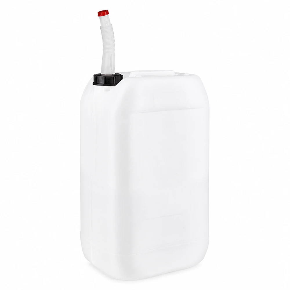 Bidon 15 litres avec tuyau d'écoulement Flex Bidon rectangulaire en PEHD de 15 L avec bec verseur flexible pour liquides non dangereux