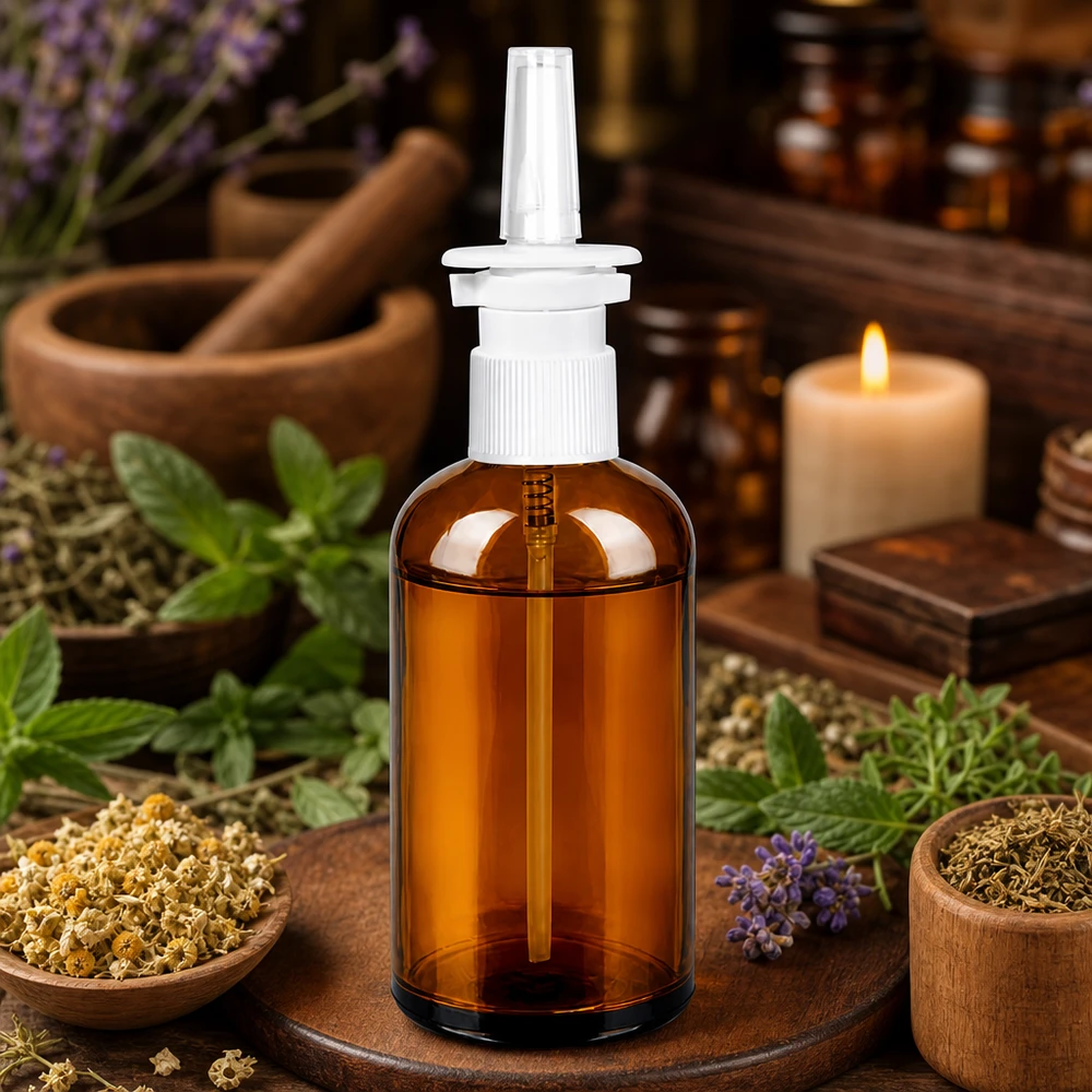 100ml flacon vaporisateur nasal w./tr. STD BrownLine UT18/100 Bouteille de spray nasal rechargeable 100ml brun avec mécanisme de pompe longue durée pour usage domestique