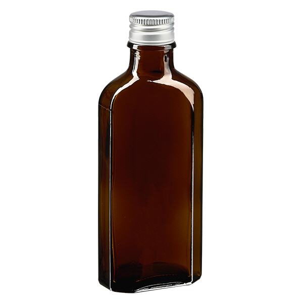 100 ml Meplat brun avec bouchon alu argent PP22
