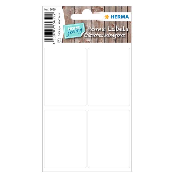 Étiquettes universelles blanches (24 stickers) 40x55mm Étiquettes universelles blanches (24 stickers) 40x55mm