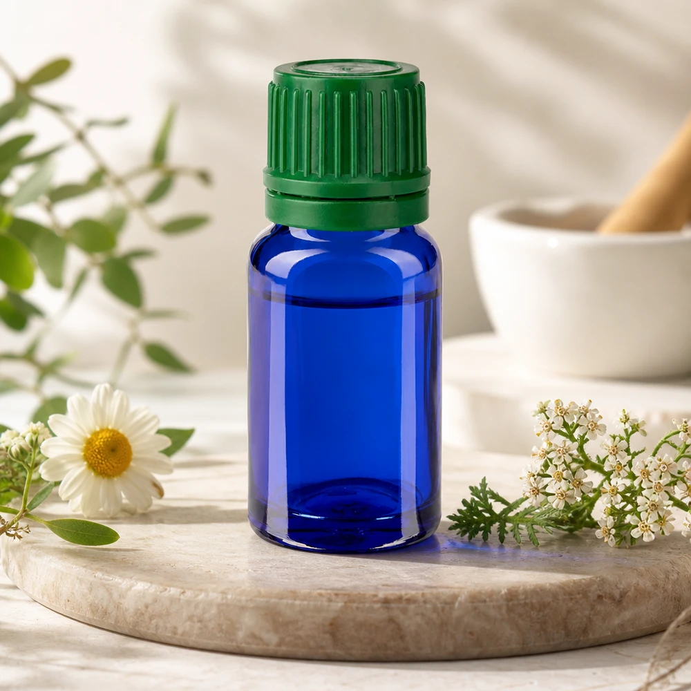 Flacon 10ml 11mm SV vert OV BlueLine UT18/10 Bouteille en verre polyvalente de 10 ml pour les huiles essentielles, les parfums, les sérums et les remèdes homéopathiques.