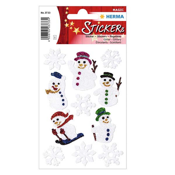 Autocollants "Bonhomme de neige" (11 stickers avec paillettes) Autocollants "Bonhomme de neige" (11 stickers avec paillettes)