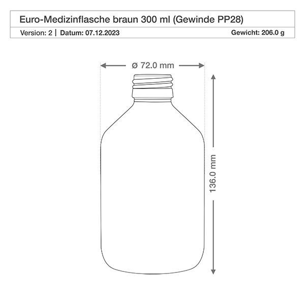 Bouteille médicale de 300ml brune avec bouchon en aluminium or Bouteille médicale de 300ml brune avec bouchon en aluminium or
