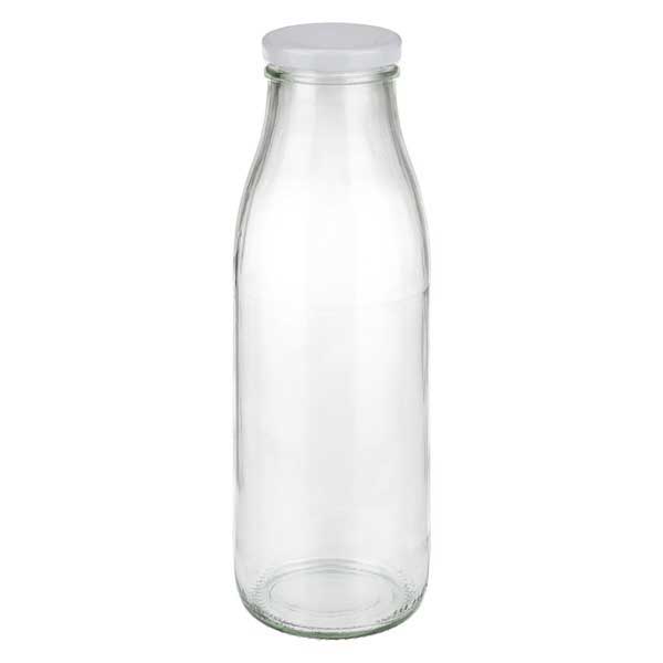 500ml Bouteille avec couvercle BasicSeal blanc UNiTWIST 500ml Glasflasche mit weißem Deckel - elegante Milchflasche für Getränke und Aufbewahrung von Glas-Fabrik.de