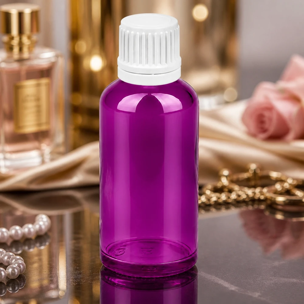 Flacon compte-gouttes 50ml 0,7mm blanc Originalité Bouchon à vis PurpleLine UT18/50 Flacon PurpleLine de 50 ml au design ergonomique avec bouchon compte-gouttes blanc pour une utilisation facile