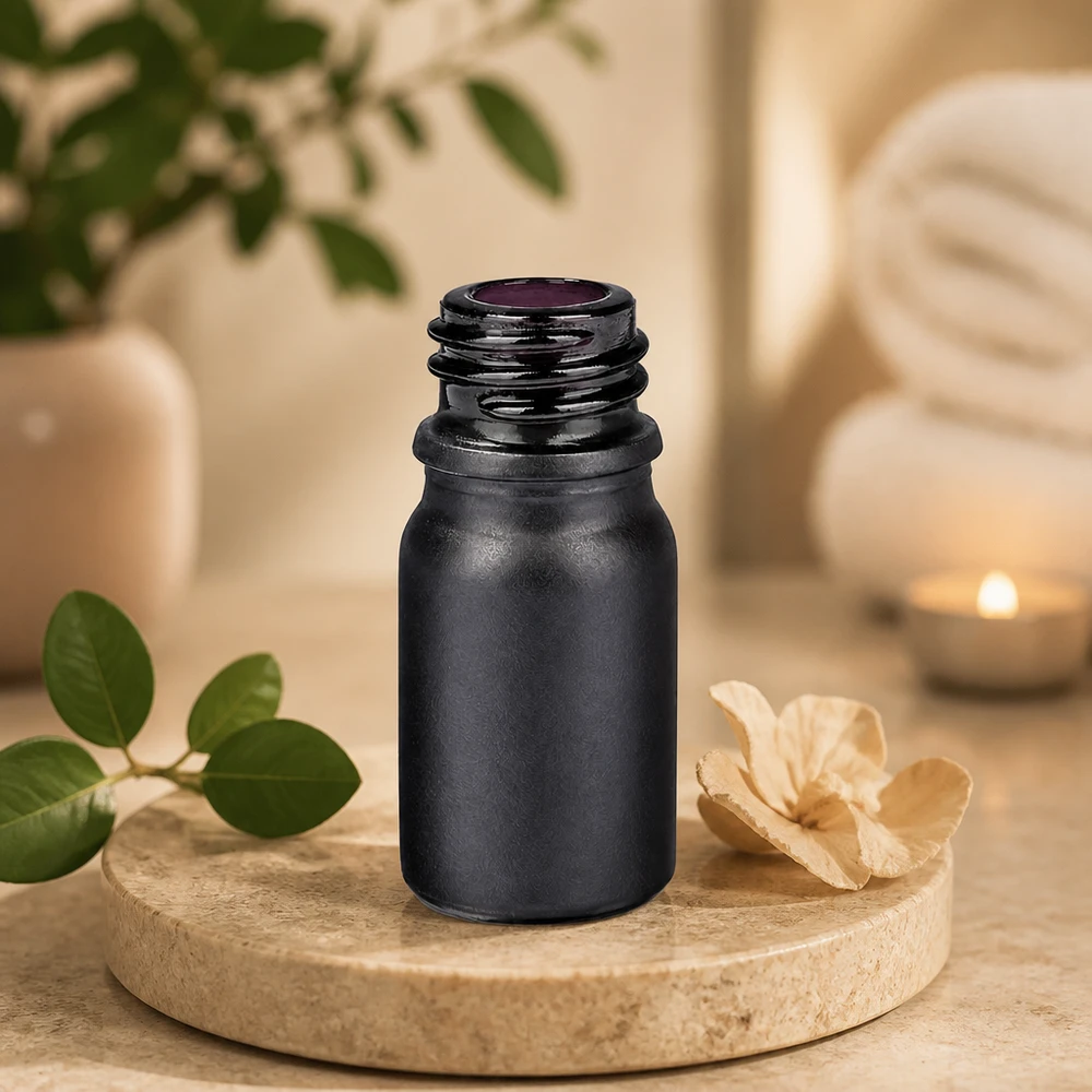 Flacon à pharmacie 5ml BlackLine UT18/5 UNiTWIST Bouteille en verre violet Premium 5ml BlackLine UT18/5 avec surface mate pour une présentation raffinée du produit