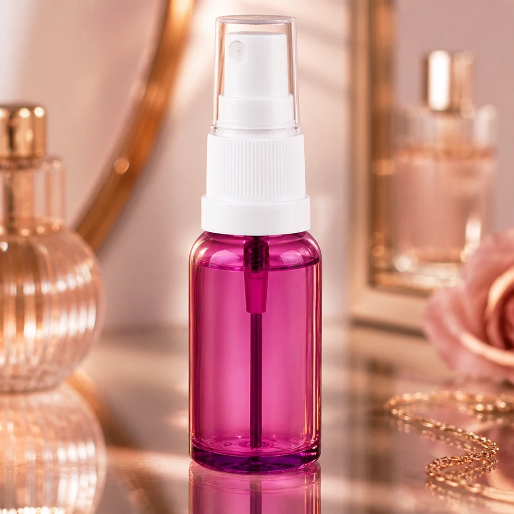 Vaporisateur 20ml blanc/transparent Standard PurpleLine UT18/20 Bouteille cosmétique de 20 ml transparente violette avec tête de pulvérisation blanche parfaite pour les lotions toniques et les lotions pour le visage