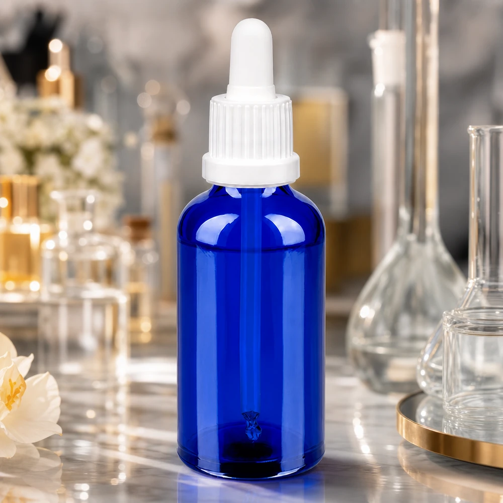 Flacon à pipette 50ml blanc OV BlueLine UT18/50 Flacon pipette professionnel 50ml OV BlueLine UT18/50 adapté aux laboratoires et aux pharmacies