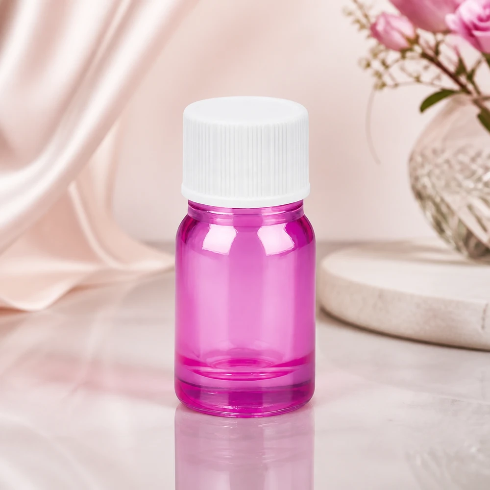 Flacon 5ml bouchon à vis 11mm blanc standard PurpleLine UT18/5 Bouteille en verre élégante de 5 ml en violet transparent avec un bouchon pratique en plastique blanc