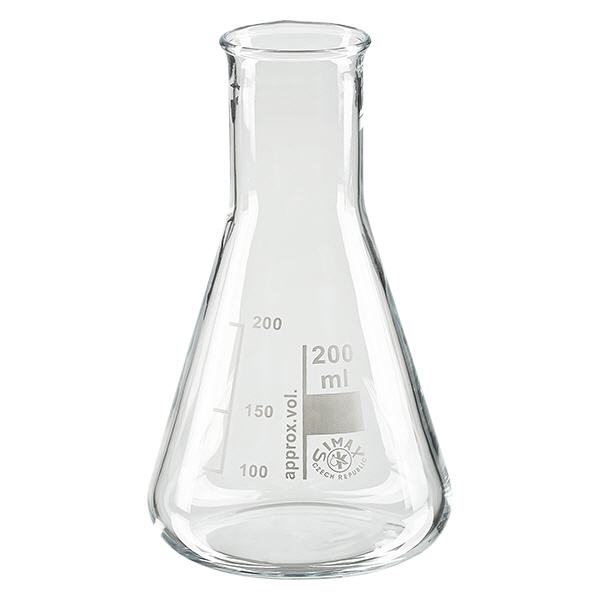 Erlenmeyer 200ml col étroit, verre borosilicate