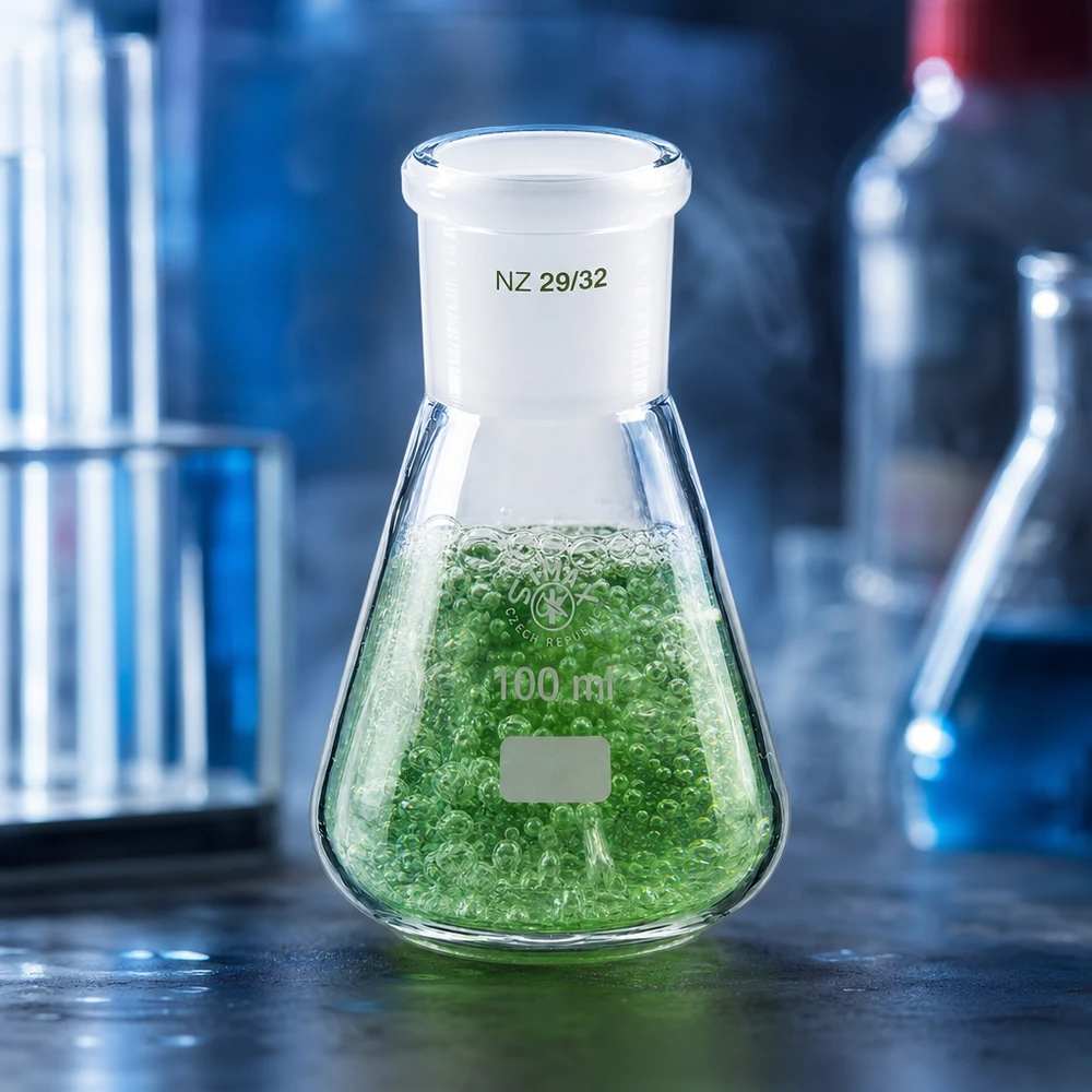 Erlenmeyer 100 ml col large, verre borosilicate avec rodage normalisé 29/32 Erlenmeyer 100 ml col large, verre borosilicate avec rodage normalisé 29/32