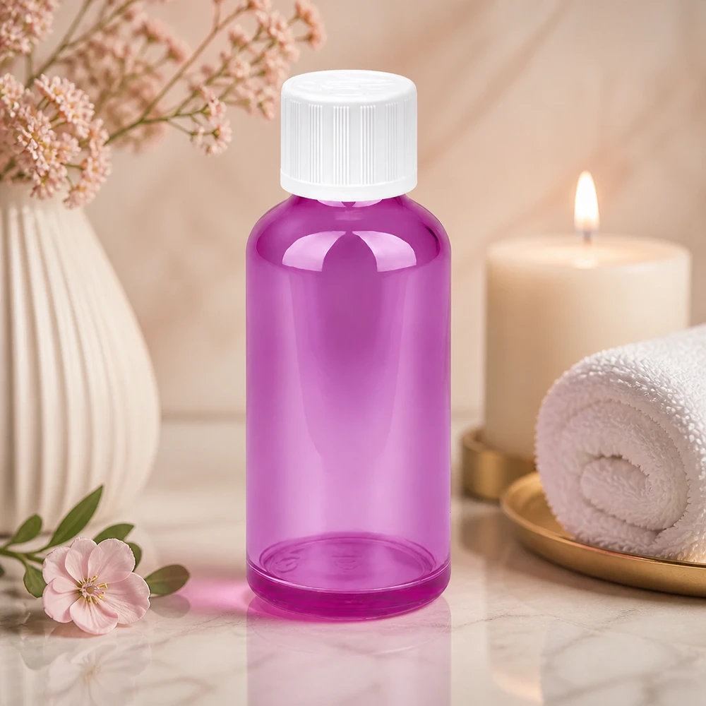 Flacon 50ml bouchon à vis 11mm blanc standard sécurité enfant PurpleLine UT18/50 Flacon pratique de 50 ml avec bouchon rainuré pour une manipulation facile et une prise en main sûre