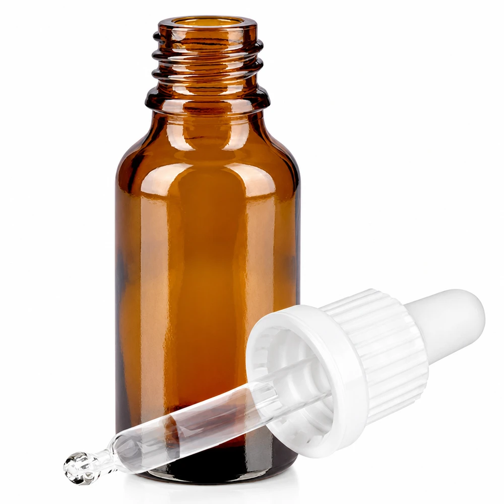 Flacon à pipette 20ml blanc OV BrownLine UT18/20 Bouteille en verre compacte de 20 ml avec bouchon pour le bricolage de cosmétiques et de concentrés de soins de la peau