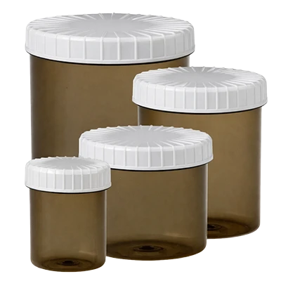 Boîte à vis transparente brune avec couvercle rainuré