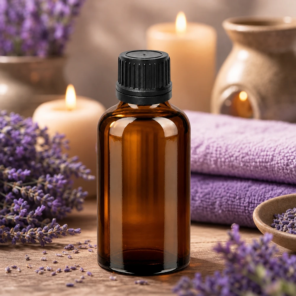 50ml goutte à goutte. 1mm noir OV BrownLine UT18/50 Bouteille robuste en verre brun de 50 ml avec couvercle noir pour l'aromathérapie professionnelle