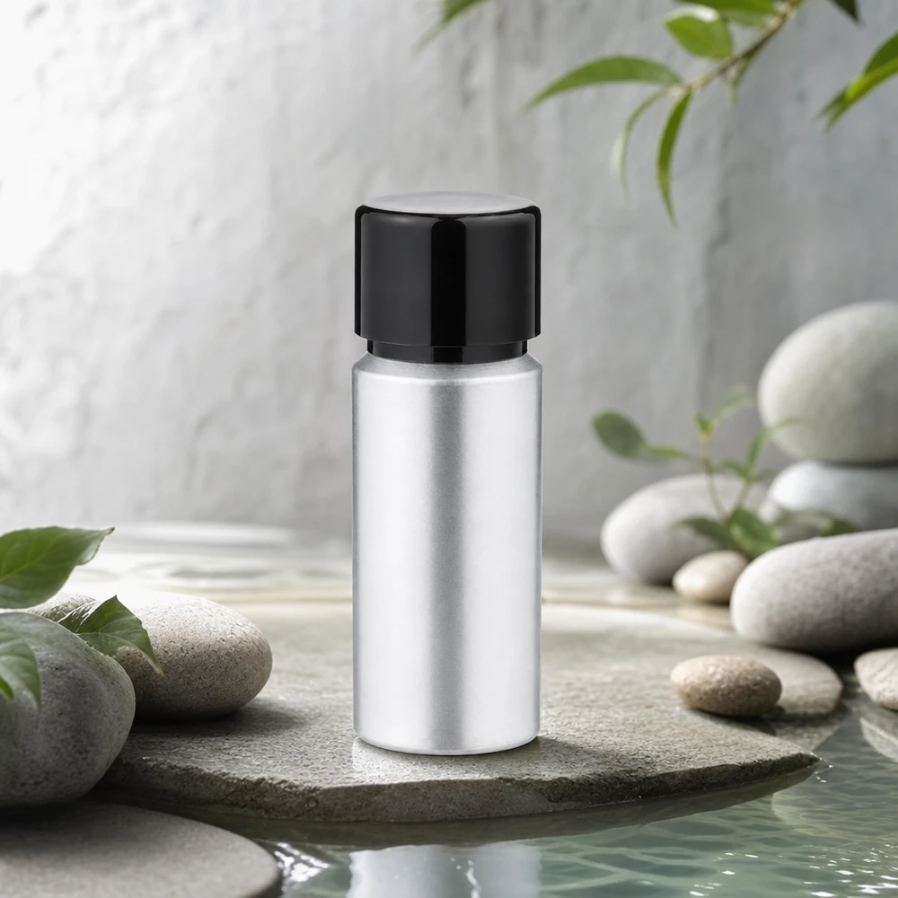 Bouteille en aluminium teinté 20 ml, avec bouchon à vis noir et joint conique Flacon en aluminium décapé de 20ml au look professionnel - idéal pour les cosmétiques DIY et les produits naturels