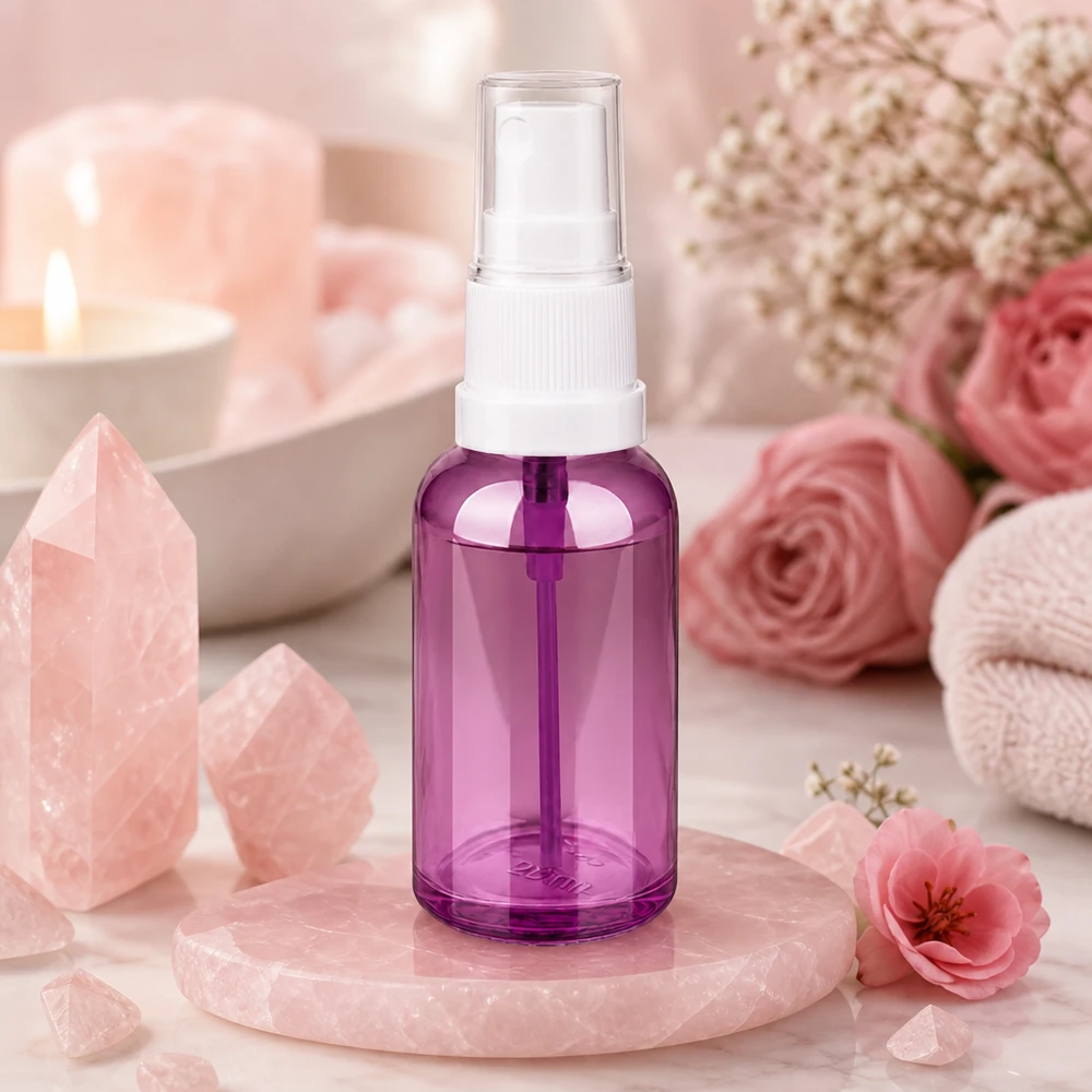 Vaporisateur de 30 ml au design pourpre élégant, idéal pour l'aromathérapie et les applications de bien-être.