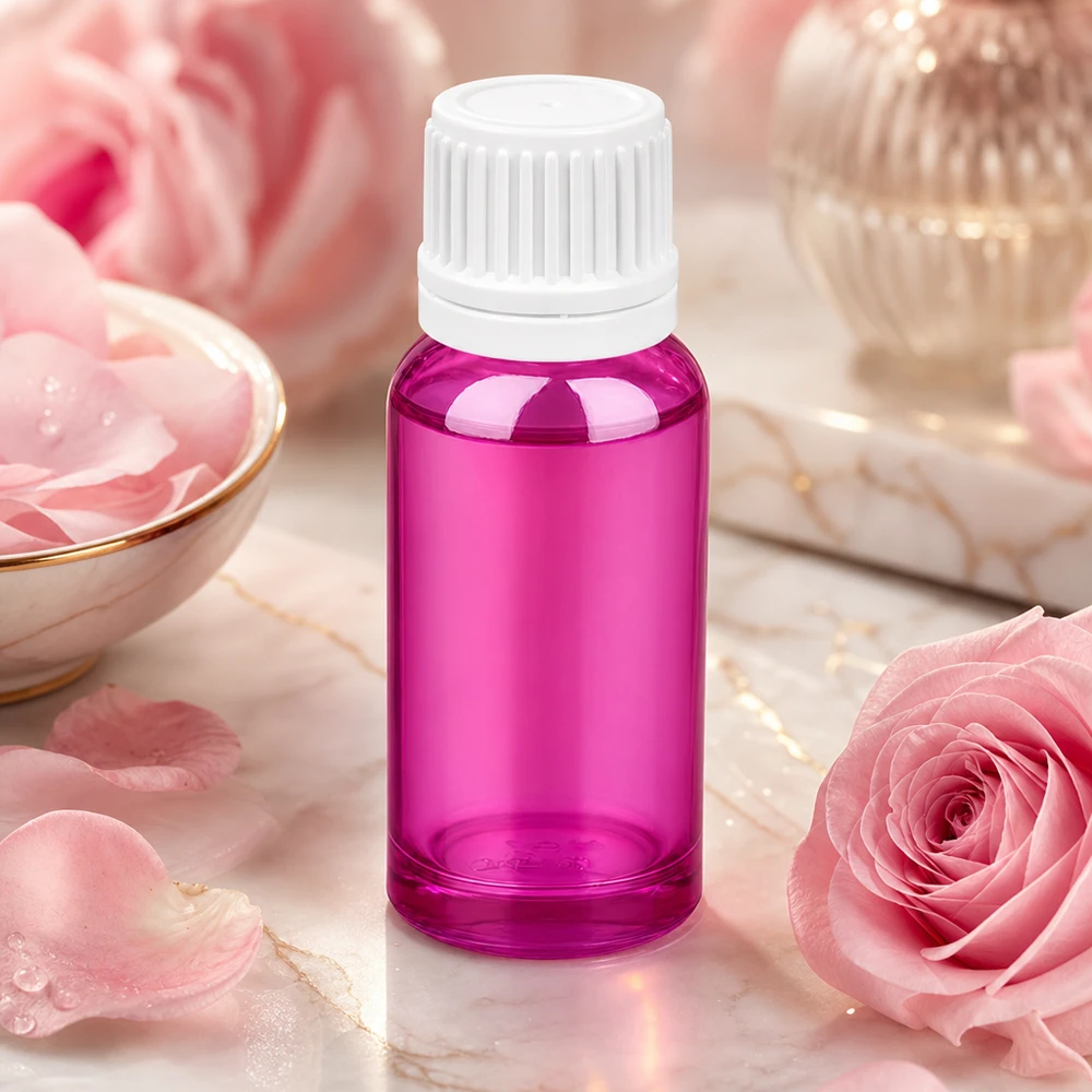 Flacon 20ml bouchon à vis 11mm blanc Originalité Bouchon à vis PurpleLine UT18/20 Bouteille cosmétique de 20 ml d'un violet élégant avec un embout compte-gouttes pratique pour les soins du visage