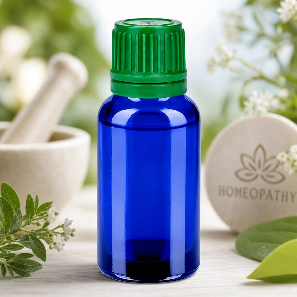 Flacon 20ml 11mm SV vert OV BlueLine UT18/20 Bouteille BlueLine de 20 ml en verre au cobalt anti-UV pour les substances sensibles à la lumière
