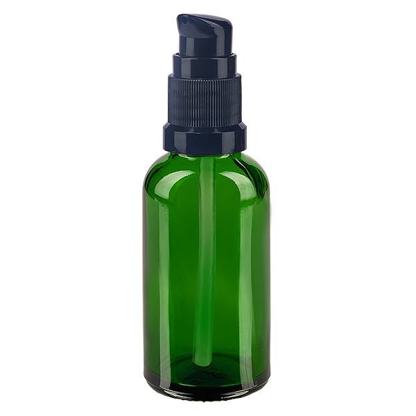 Flacon à pharmacie vert 30ml bouchon pompe noir standard