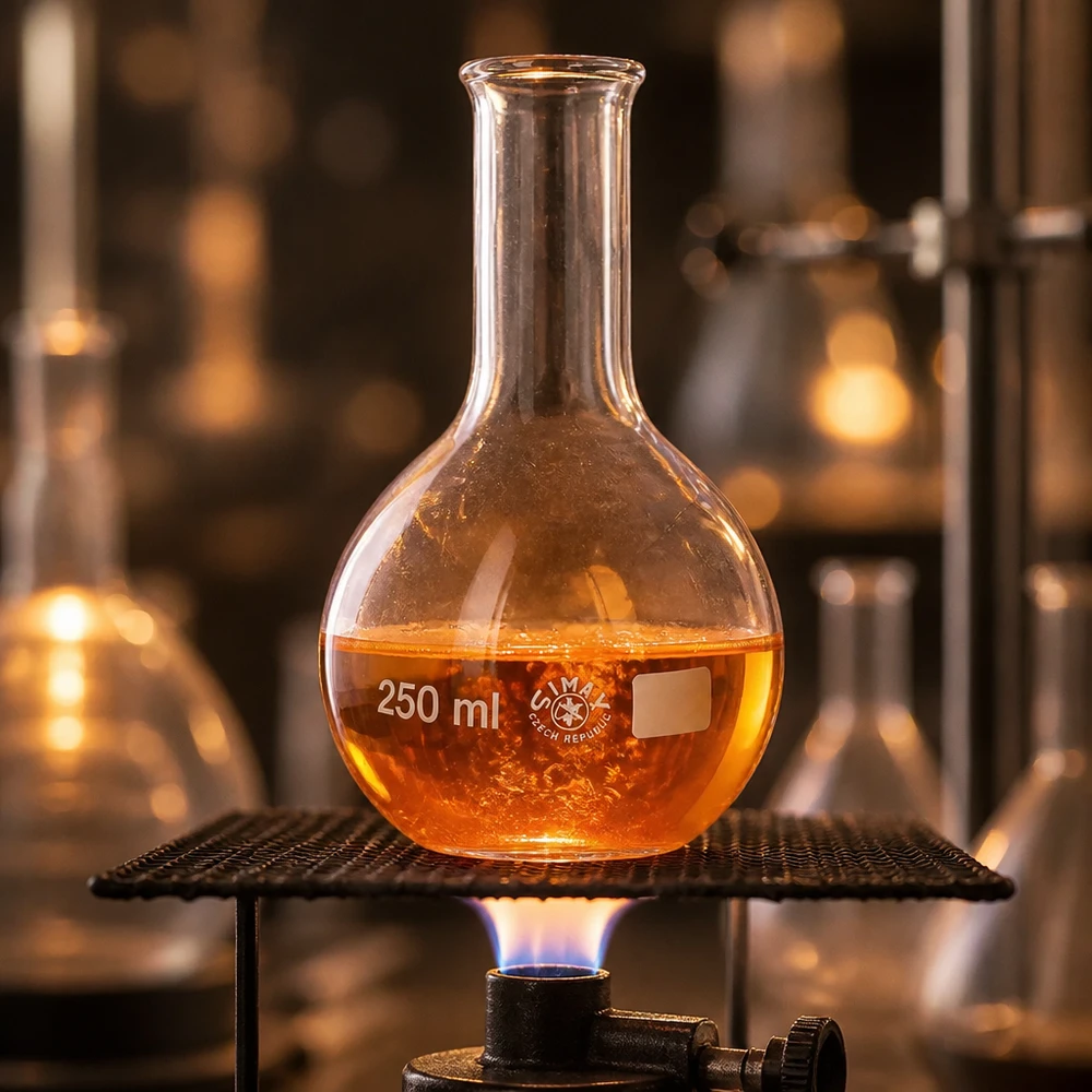 Ballon à fond plat 250ml en borosilicate à col étroit avec bord arrondi Ballon à col étroit 250ml avec fond rond stable pour une répartition optimale de la chaleur lors du chauffage