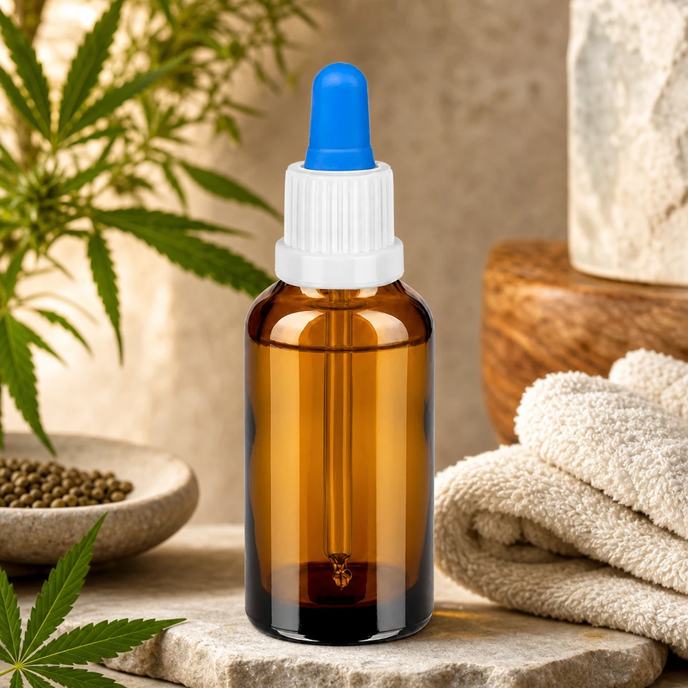 Bouteille pipette 30ml blanc/bleu OV BrownLine UT18/30 Bouteille à pipette professionnelle de 30 ml avec bouchon à vis blanc à l'épreuve des enfants