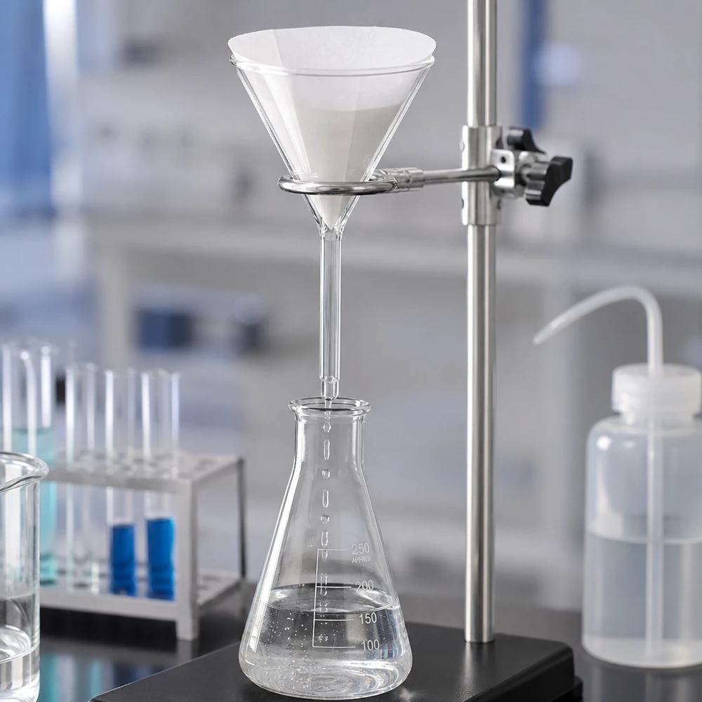 Entonnoir à pied court de 100 mm en verre sodocalcique robuste, destiné aux analyses chimiques et aux expériences en laboratoire