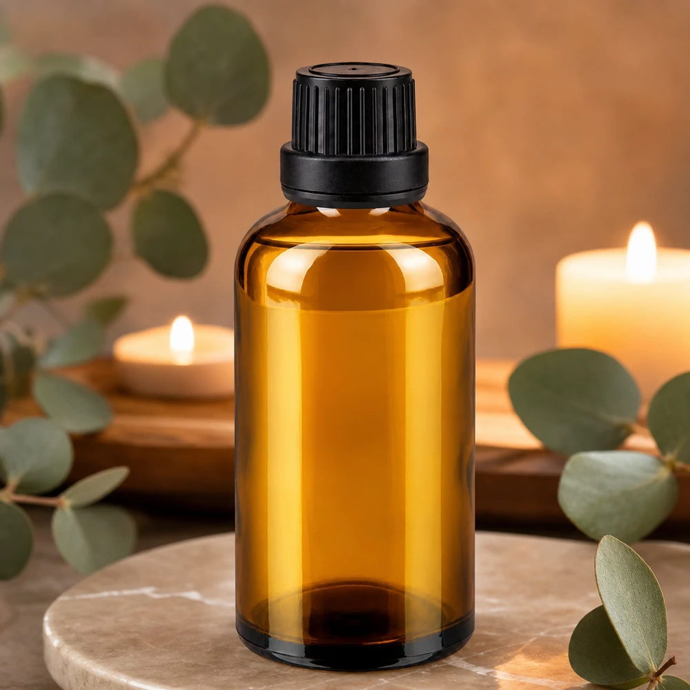 Bouteille de pharmacie brune 50ml bouchon vissable noir bouchon inviolabilité Flacon en verre brun de 50 ml avec bouchon de sécurité enfant, idéal pour l'aromathérapie et le bien-être