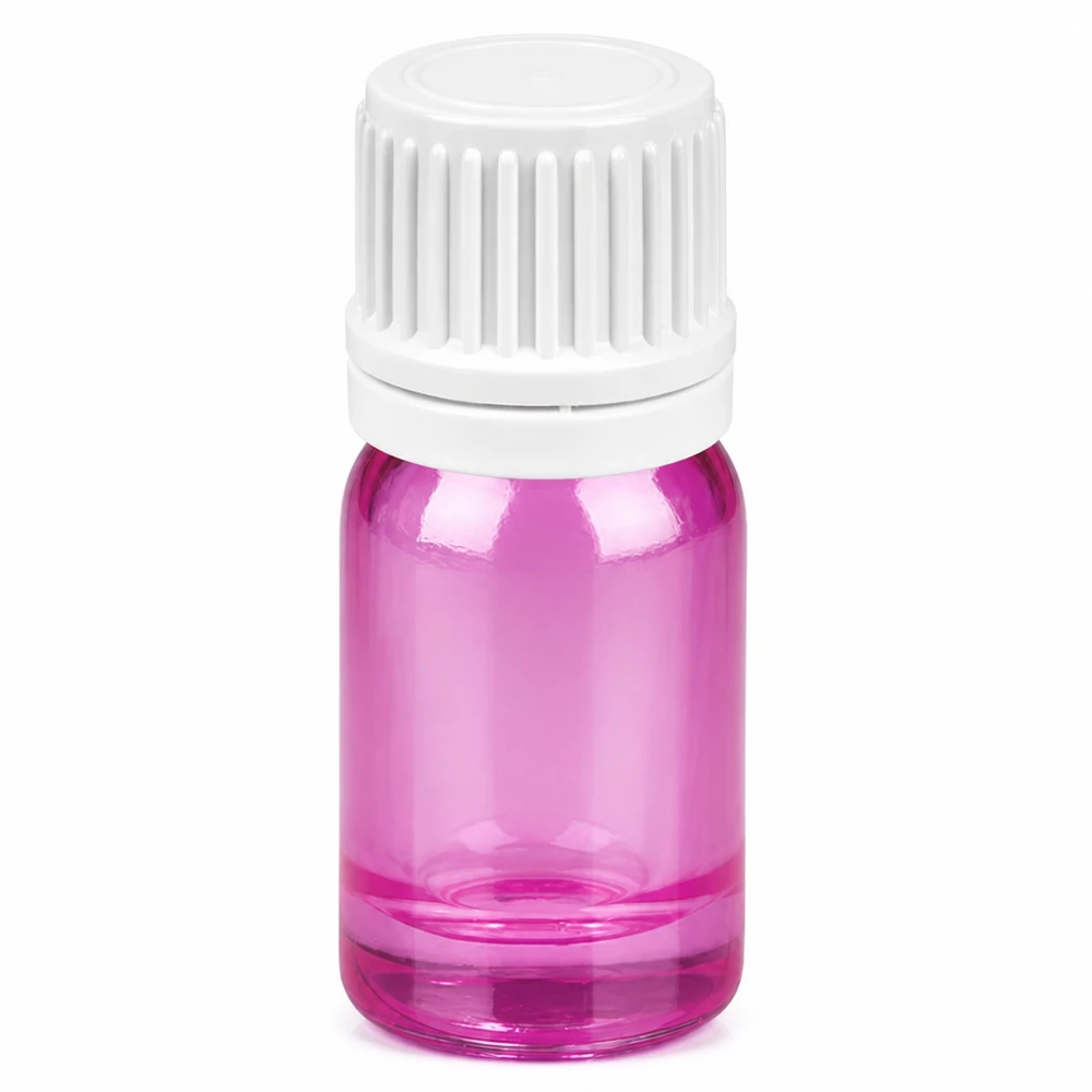 Flacon compte-gouttes 5ml 0.7mm blanc originalité bouchon à vis PurpleLine UT18/5 Flacon violet de 5ml avec bouchon compte-gouttes pour l'aromathérapie et les applications cosmétiques