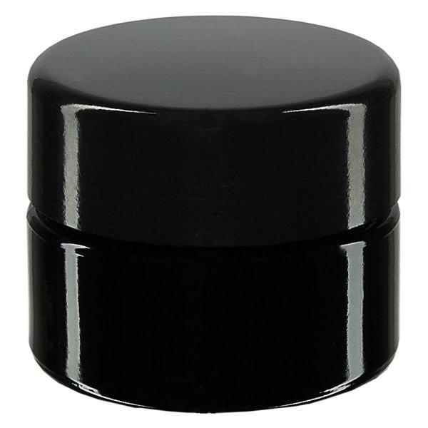 Boîte cosmétique verre violet 15ml, avec couvercle noir