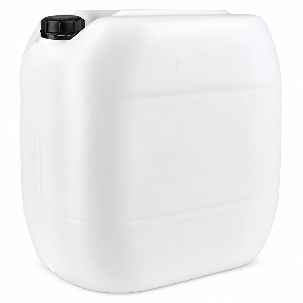Jerrican de 30 litres avec bouchon à vis Bidon robuste en PEHD de 30 L, de couleur blanche, muni d'un bouchon d'inviolabilité anti-fuites