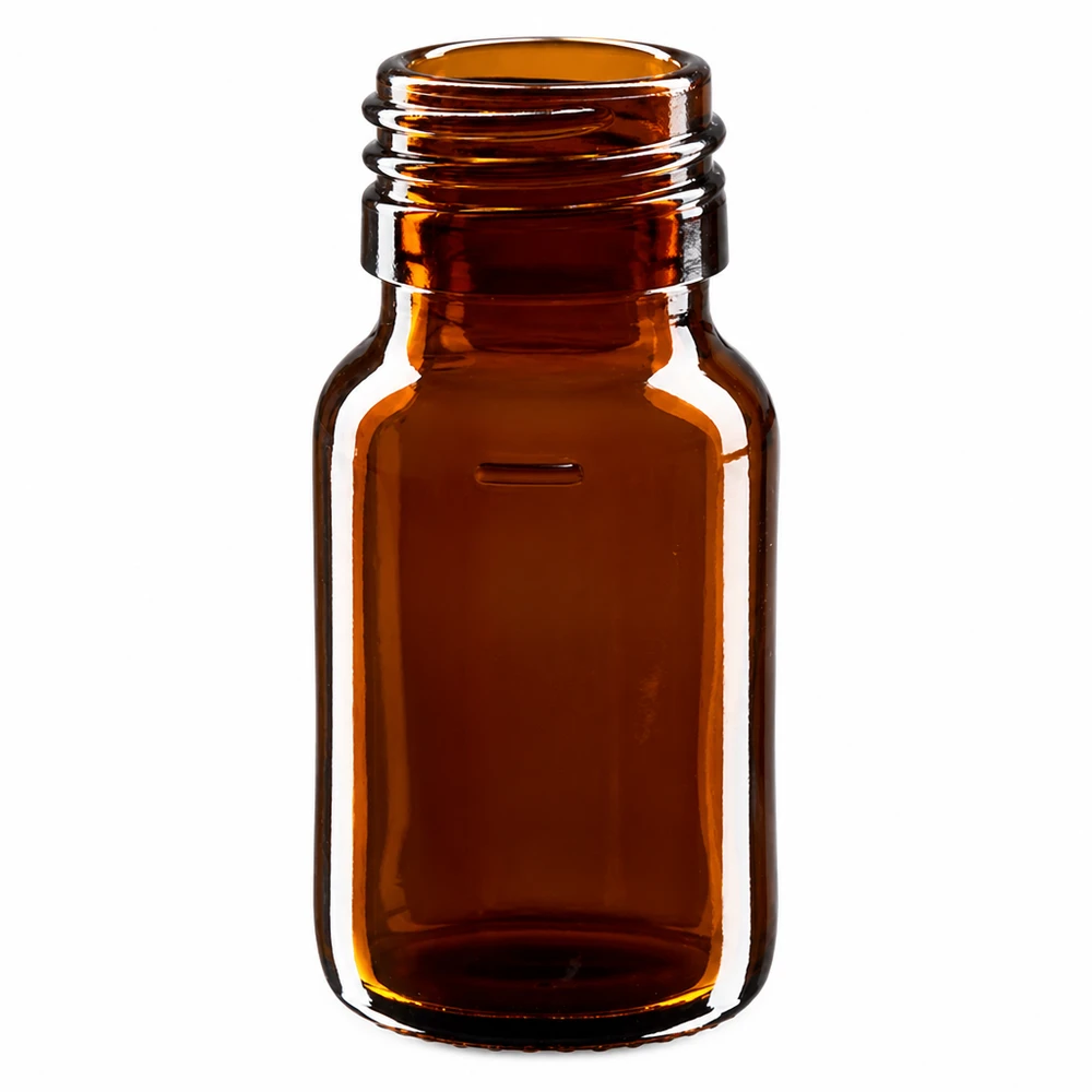 Flacon médical 30 ml couleur ambrée sans couvercle Bouteille en verre brun de 30ml sans bouchon pour applications médicales PP28 pas de vis