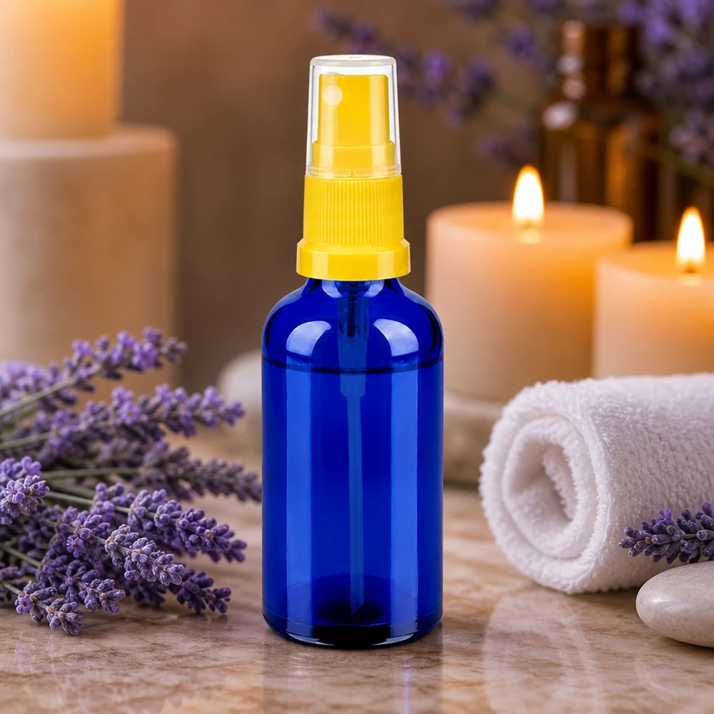 Vaporisateur 50ml jaune/tr. STD BlueLine UT18/50 Petit vaporisateur pratique de 50 ml d'un bleu élégant, idéal pour les voyages et les déplacements.