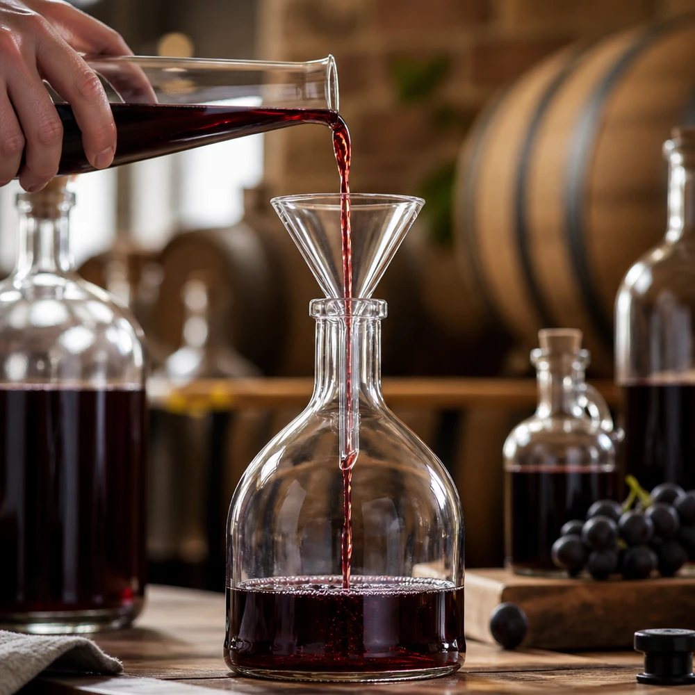 Entonnoir Ø 45mm - verre sodocalcique - angle 60° Petit entonnoir en verre 45mm avec manche court idéal pour décanter le vin et remplir les bouteilles