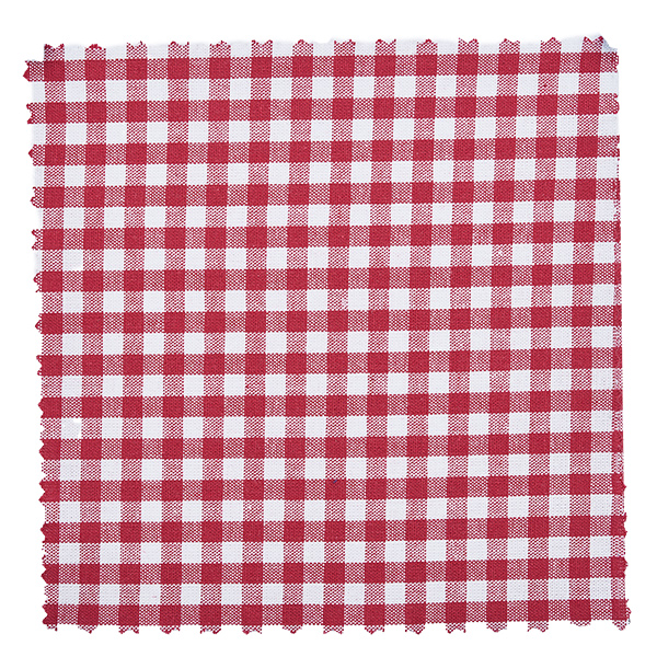 Cache-bijoux en tissu bordeaux à carreaux 120x120mm carré Motif de tissu à carreaux bordeaux et blanc du couvercle de bijou de 12 cm en gros plan avec design vichy