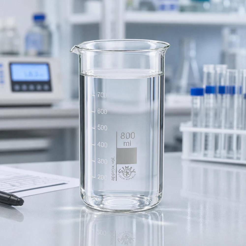 Bécher 800ml en verre borosilicate résistant à la chaleur (forme haute) Bécher cylindrique de laboratoire de 800 ml en verre borosilicaté résistant à la chaleur, avec bec verseur, forme haute
