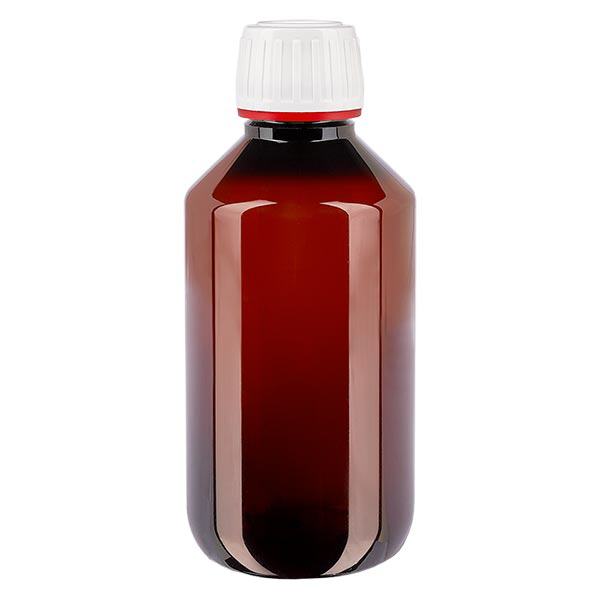 Bouteille PET 200ml avec OV blanc finement strié Bouteille PET 200ml avec OV blanc finement strié