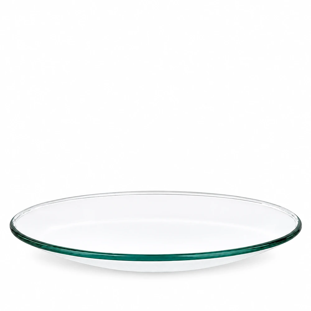 Verre de montre 60 mm - verre borosilicate 3.3 - bord fondu Kleine flache Uhrglasschale Ø 60 mm aus klarem Borosilikatglas grüner Rand