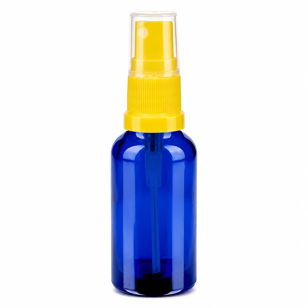 Vaporisateur 30ml jaune/tr. STD BlueLine UT18/30 Vaporisateur en verre de haute qualité 30ml bleu-jaune pour les applications de parfum cosmétique et d'aromathérapie DIY