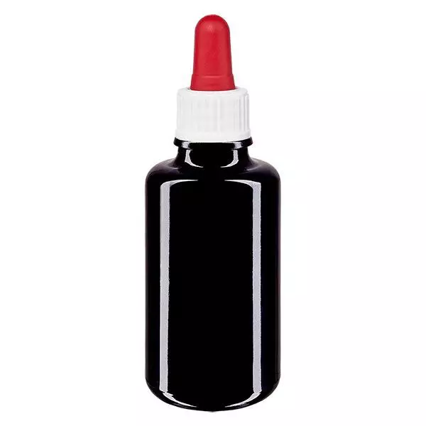 Flacon de pharmacie viol. 30ml pipette blanc/rouge St