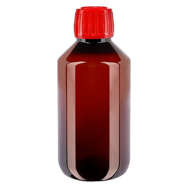 Bouteille PET 200ml avec bouchon rouge,bouchon d'inviolabilité