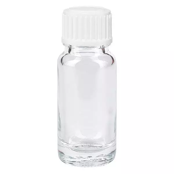 Flacon de pharmacie transparent 10ml bouchon vissable blanc Globuli Std